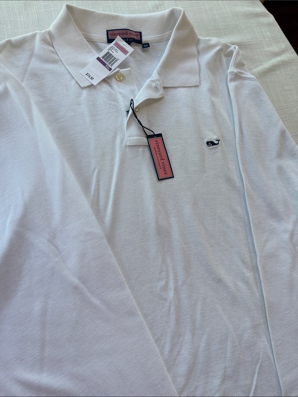 Vineyard Vines Men's White Polo with Whale Logo